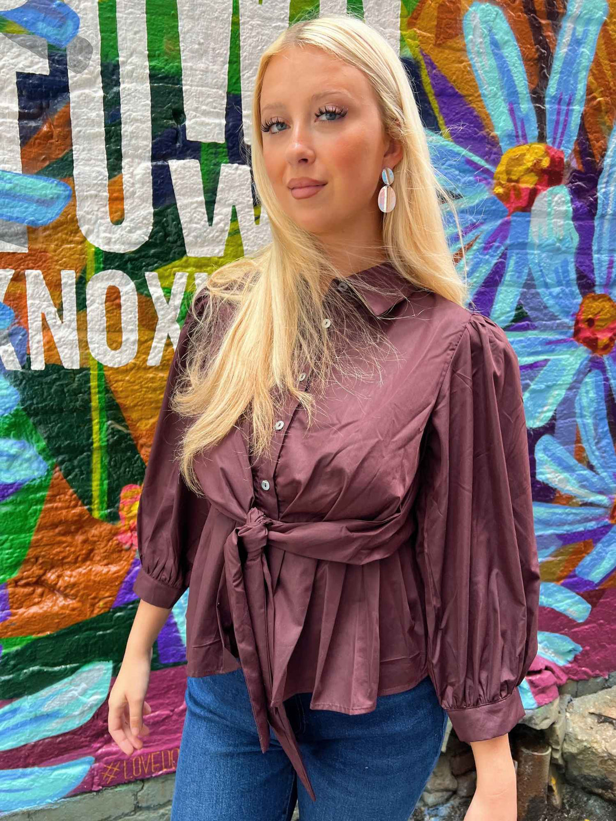 Countryside Tie-Waist Puff Sleeve Blouse