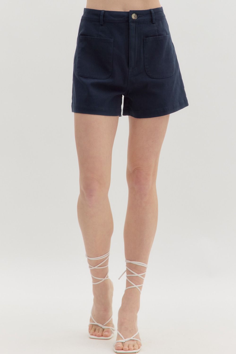 entro high waist shorts in navy