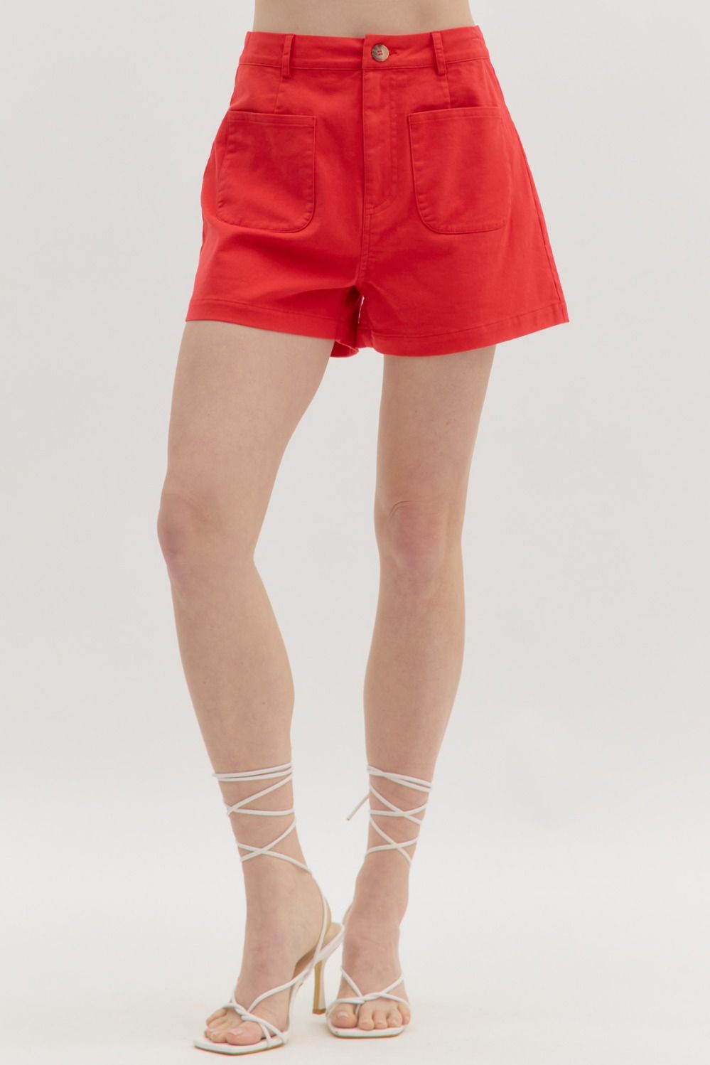 entro high waist shorts in red