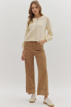 Solid Mid-Rise Ankle Pants