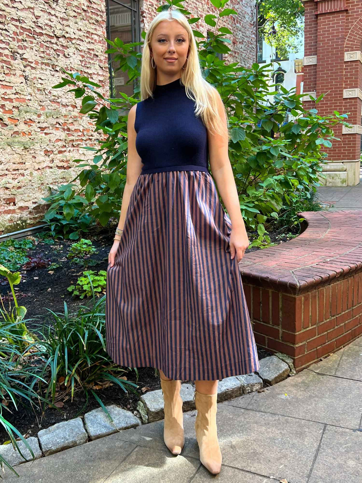 Sunday Stroll Striped Midi Dress