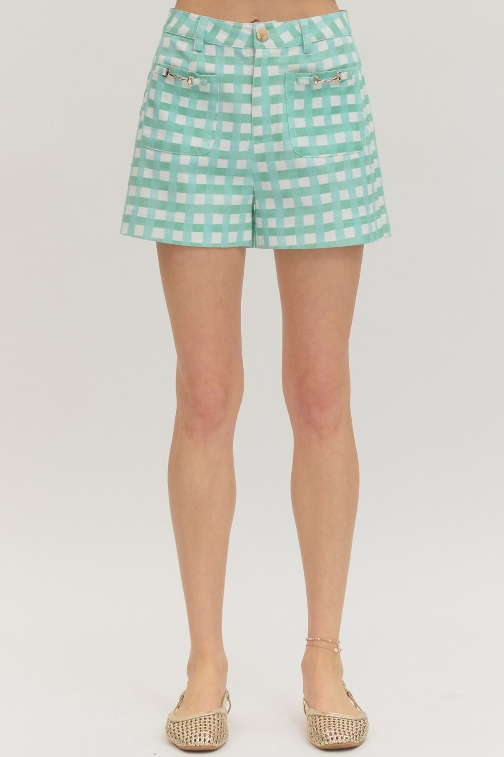 Plaid Horsebit Detail Shorts