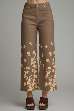 Golden Fields Floral Wide Leg Pants