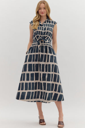 Abstract Print Midi Dress