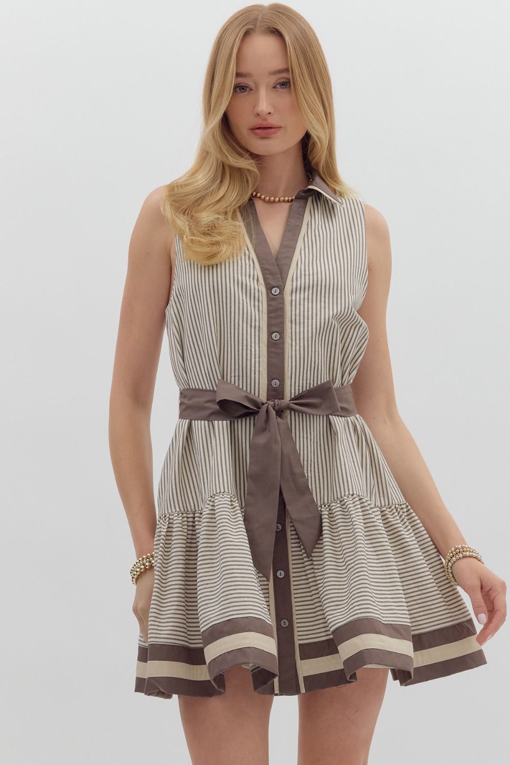 Autumn Stripes Ruffle Mini Dress