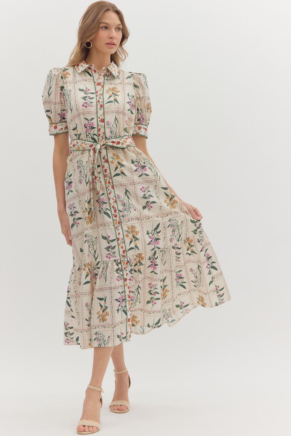Autumn Bloom Belted Mini Dress