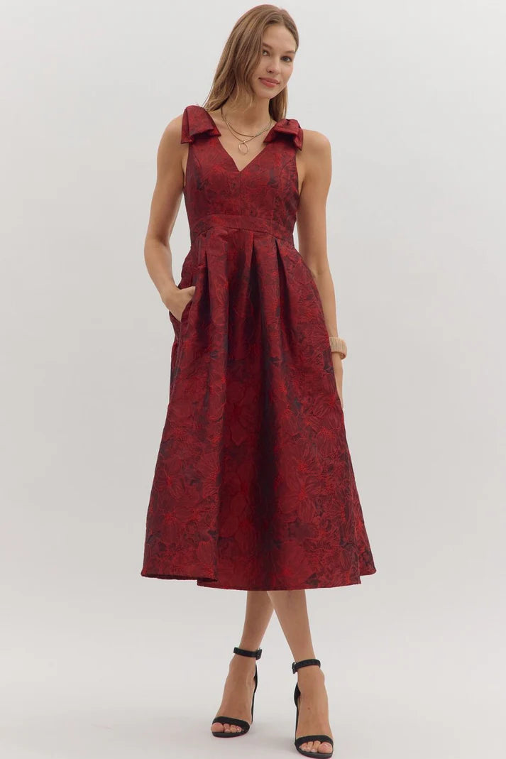Bloom & Bow Jacquard Midi Dress