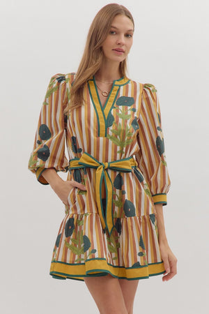 Harvest Bloom Stripe Mini Dress