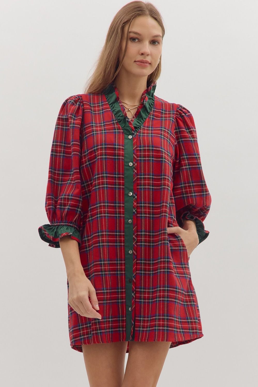 Merry & Bright Plaid Mini Dress