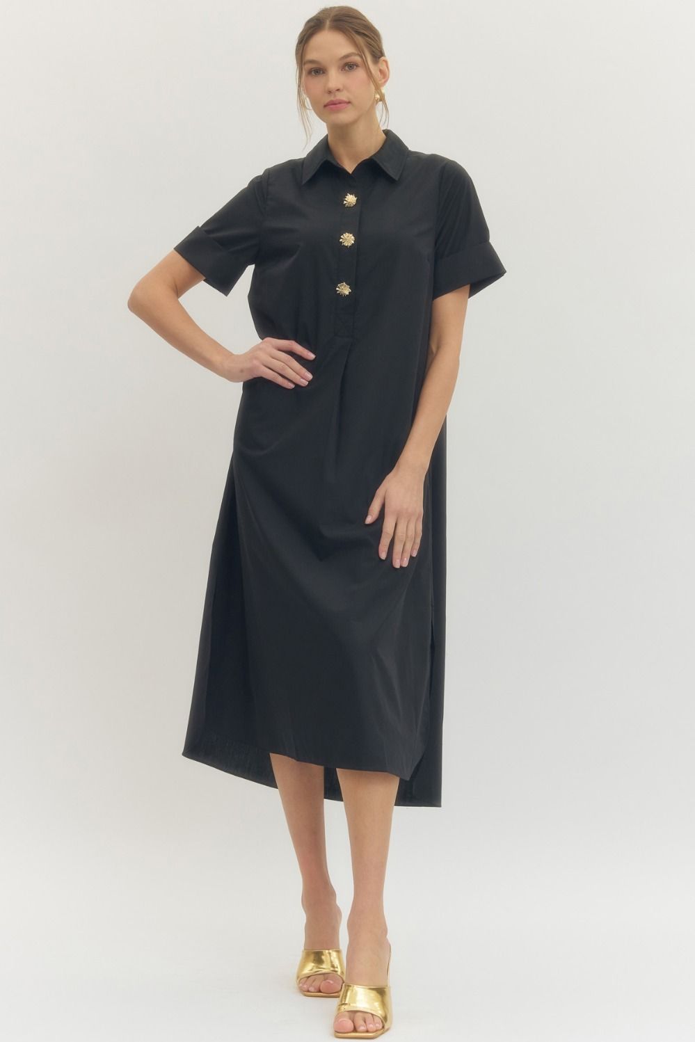 Coastal Breeze Collar Midi Dress