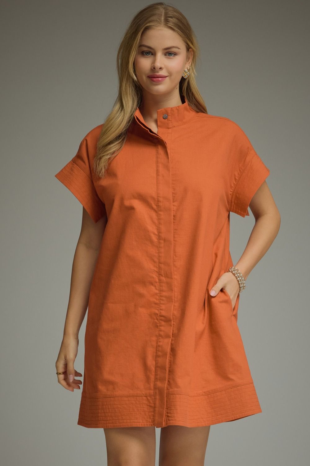 Autumn Ease Placket Mini Dress