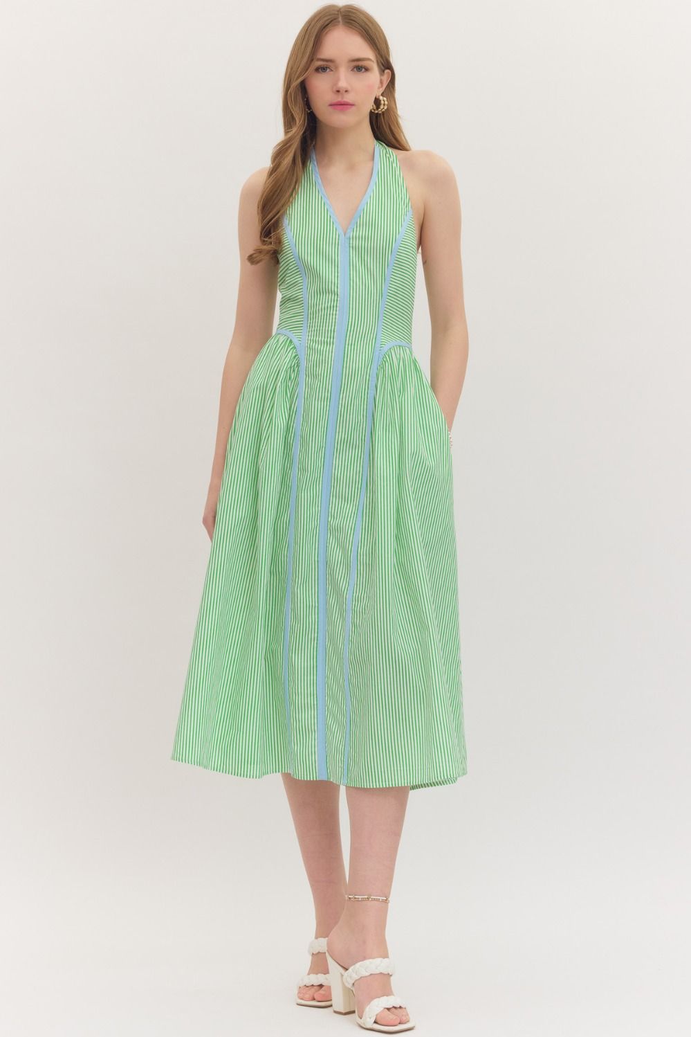 Summer Dreams Striped Halter Midi Dress