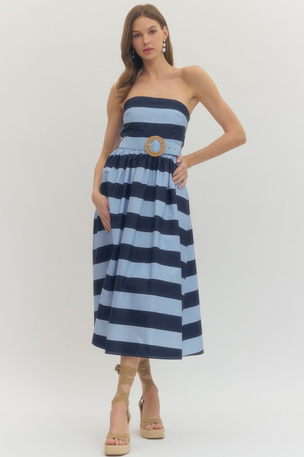 Coastal Daydream Strapless Stripe Dress
