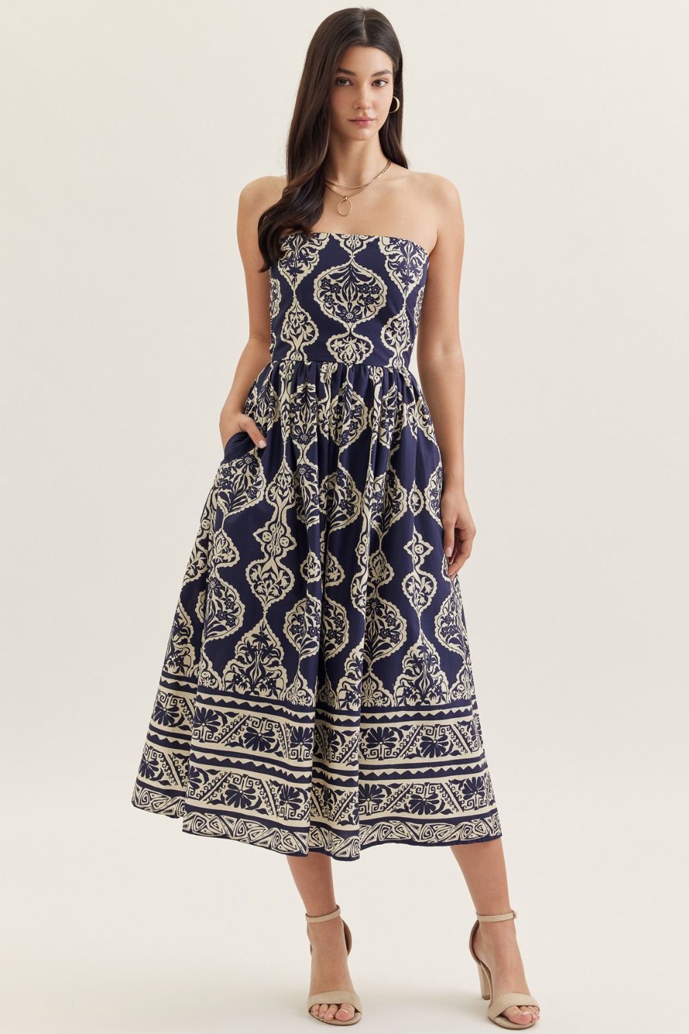 Spring Escape Strapless Midi Dress