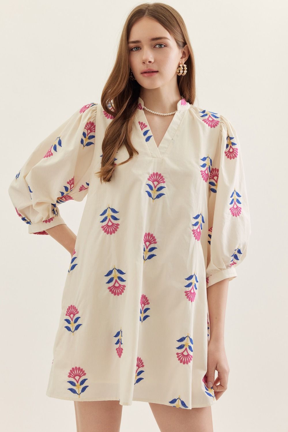 Spring Meadow Puff Sleeve Mini Dress