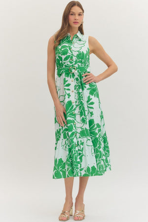 Floral Belted Midi Dress