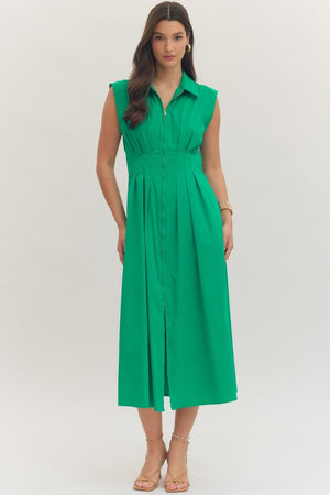 Sleeveless Collared Midi Dress