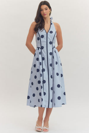 Polka Dot Halter Midi Dress