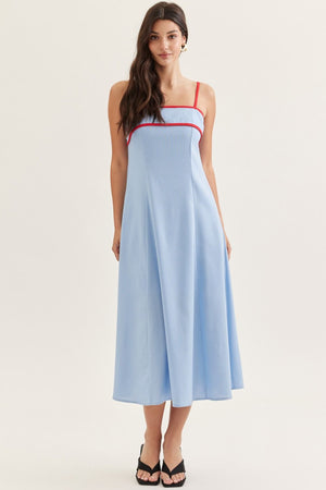 Solid Contrast Binding Midi Dress