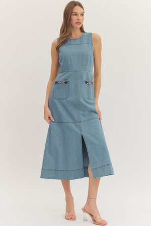Sleeveless Horsebit Midi Dress