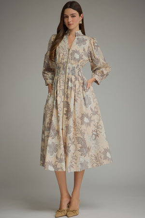Floral Sleeve Midi Dress
