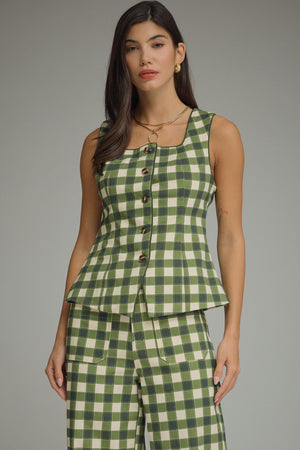 Harvest Gingham Peplum Vest