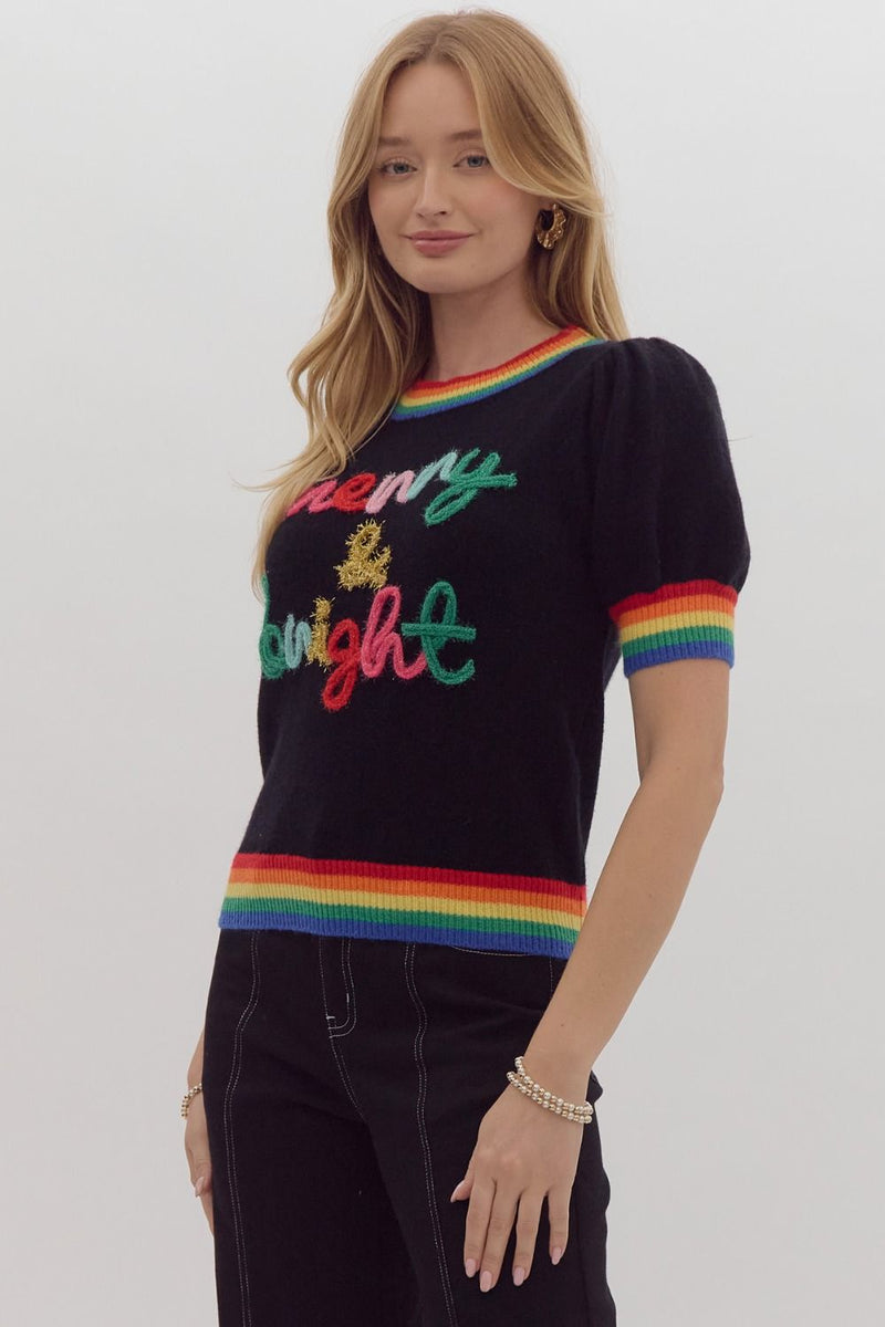 Merry & Bright Striped Sweater in black multicolor-side