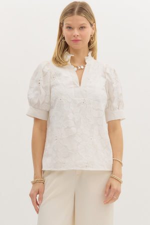 Lovely Floral Impressions Puff Sleeve Top