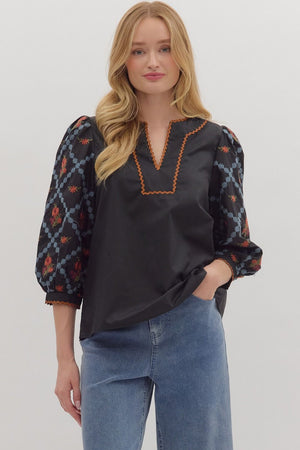 Autumn Grace Embroidered Top