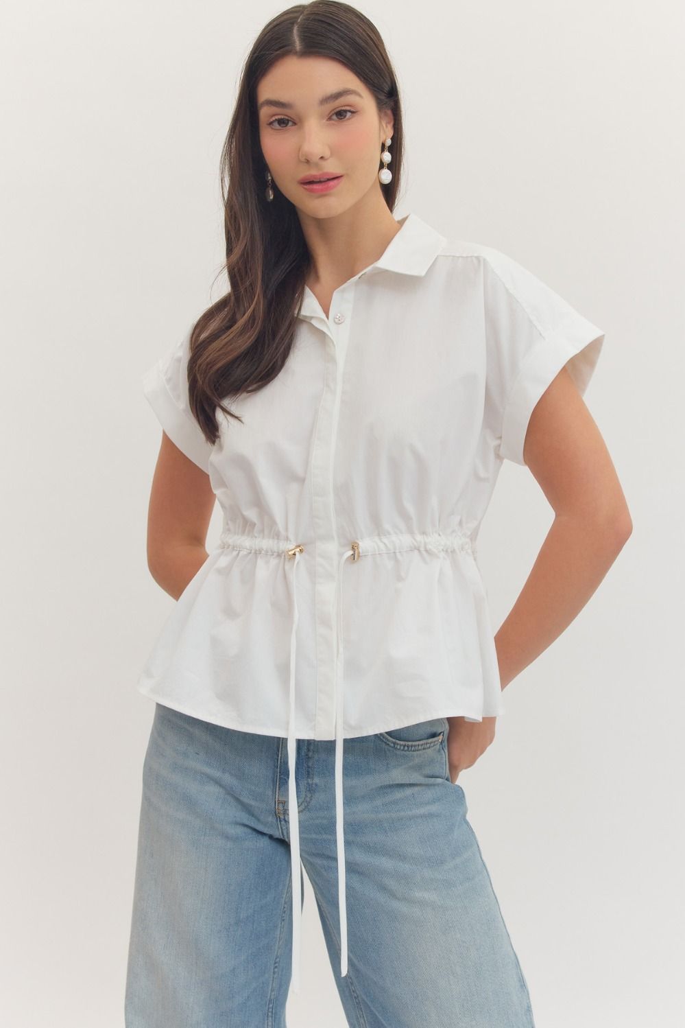 Sunset Breeze Drawstring Peplum Top