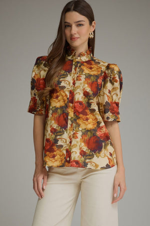 Floral Print Puff Sleeve Top