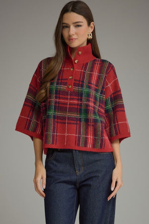 Cozy in Plaid Sweater Top