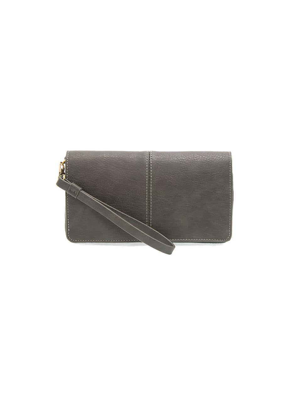 Joy Susan Everly Organizer Flap Crossbody Charcoal Vegan Leather