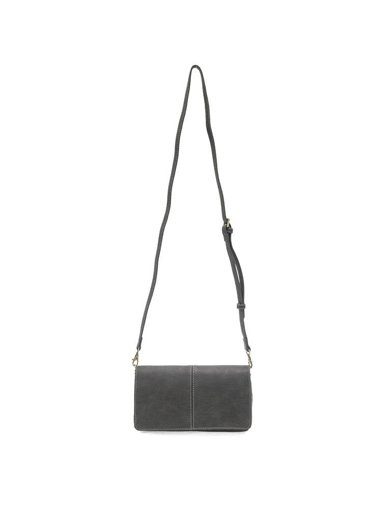 Joy Susan Everly Organizer Flap Crossbody Charcoal Vegan Leather