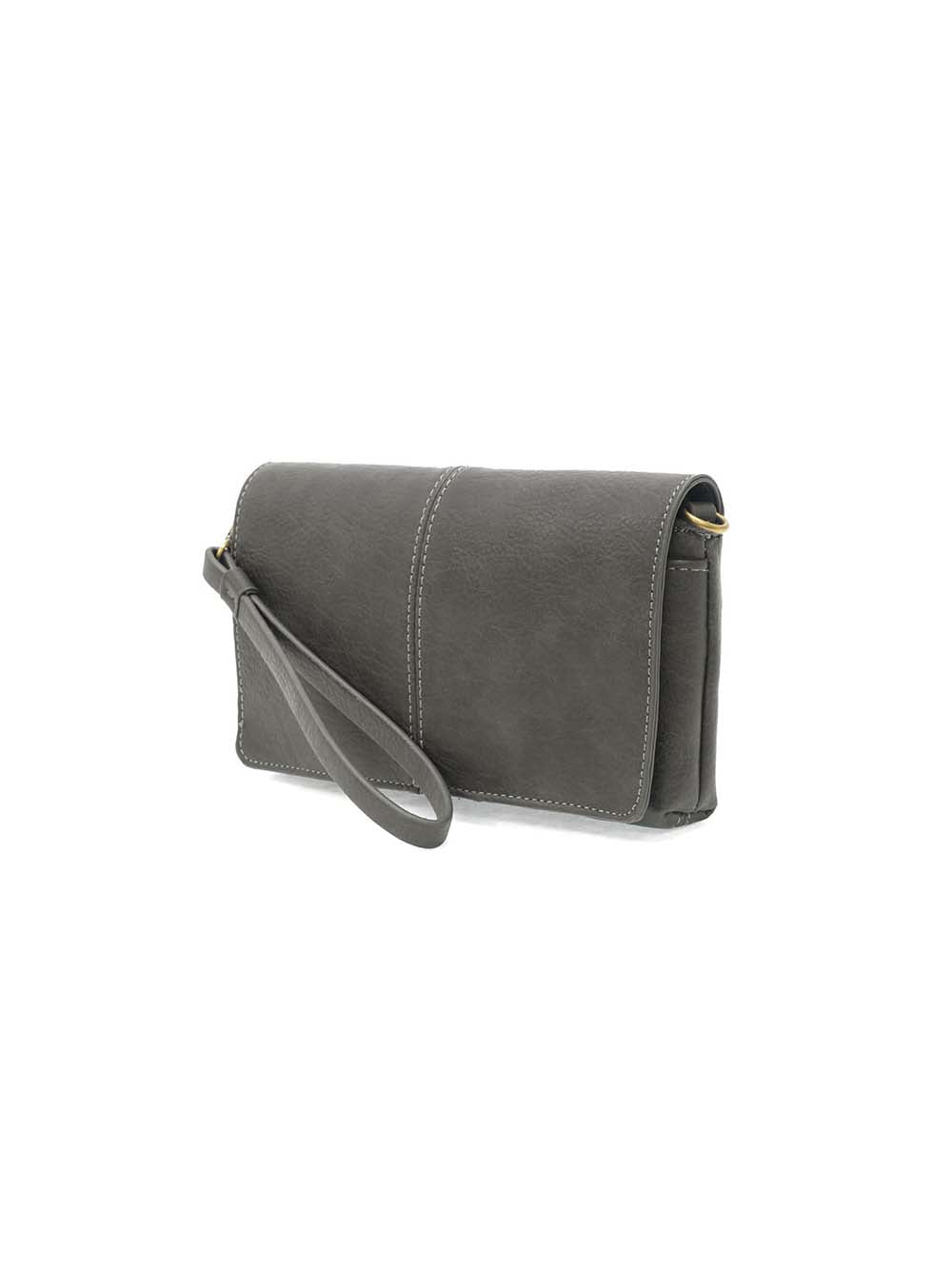 Joy Susan Everly Organizer Flap Crossbody Charcoal Vegan Leather