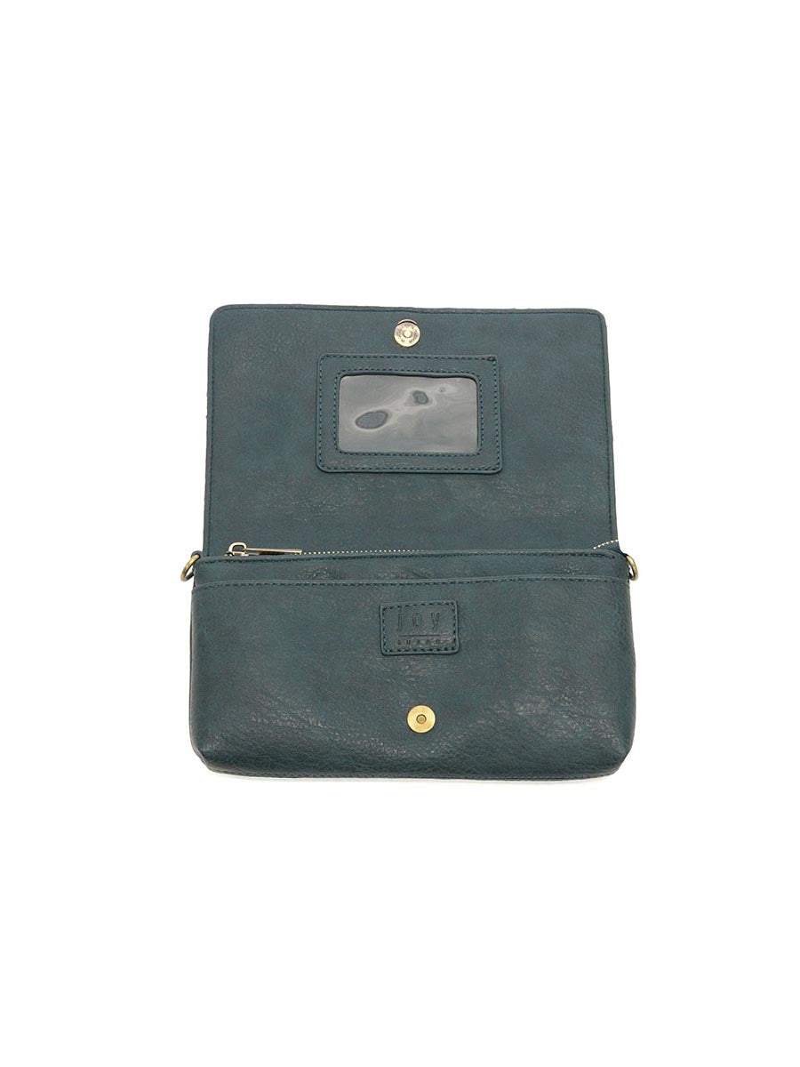 Joy Susan Everly Organizer Flap Crossbody Dark Teal Vegan Leather