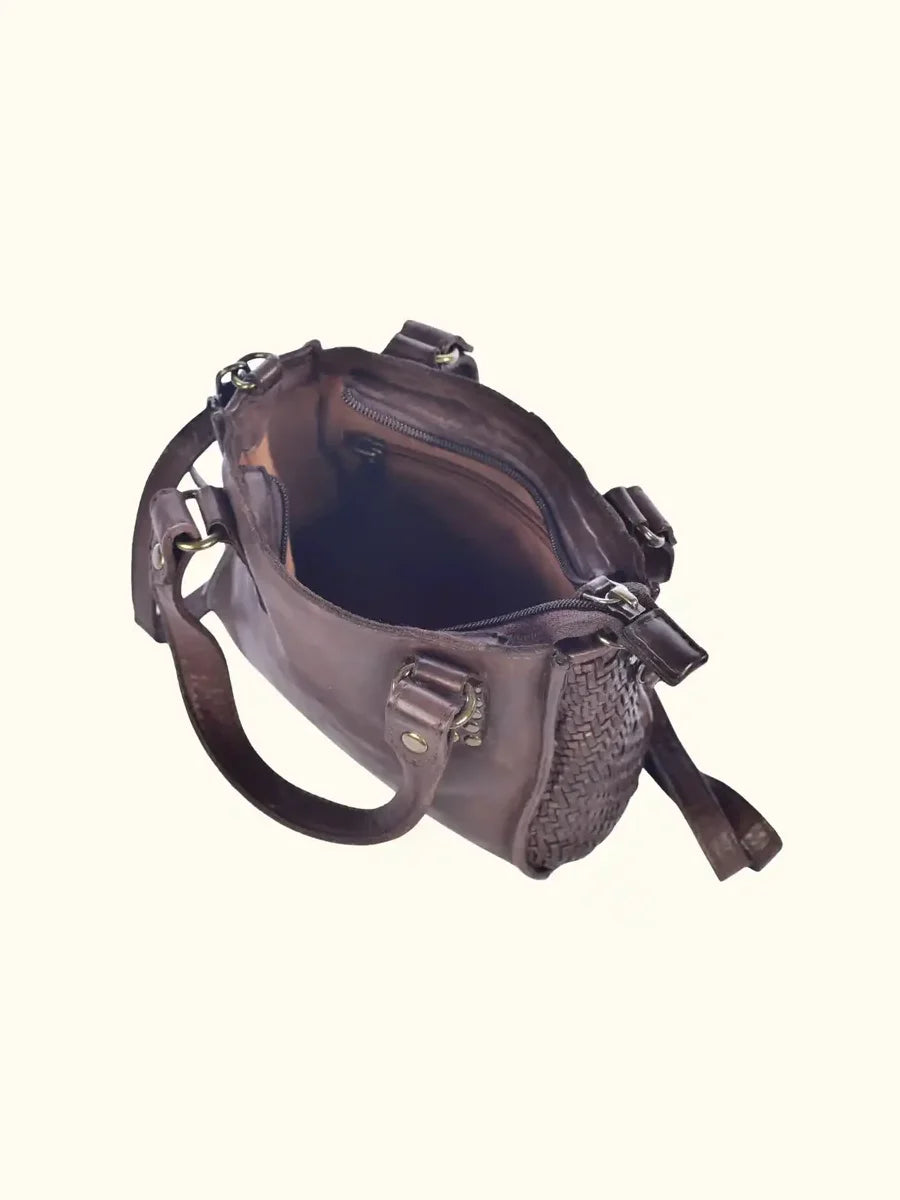 Expressions Milo Amica Washed Leather Studded Crossbody in Chocolate