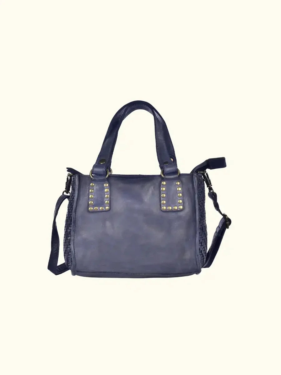 Expressions Milo Amica Washed Leather Studded Crossbody in Navy