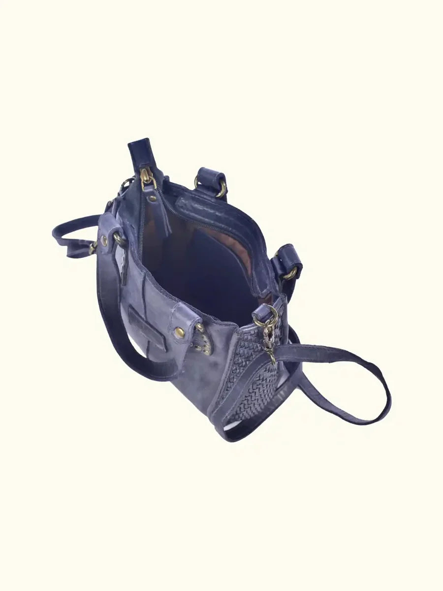 Expressions Milo Amica Washed Leather Studded Crossbody in Navy