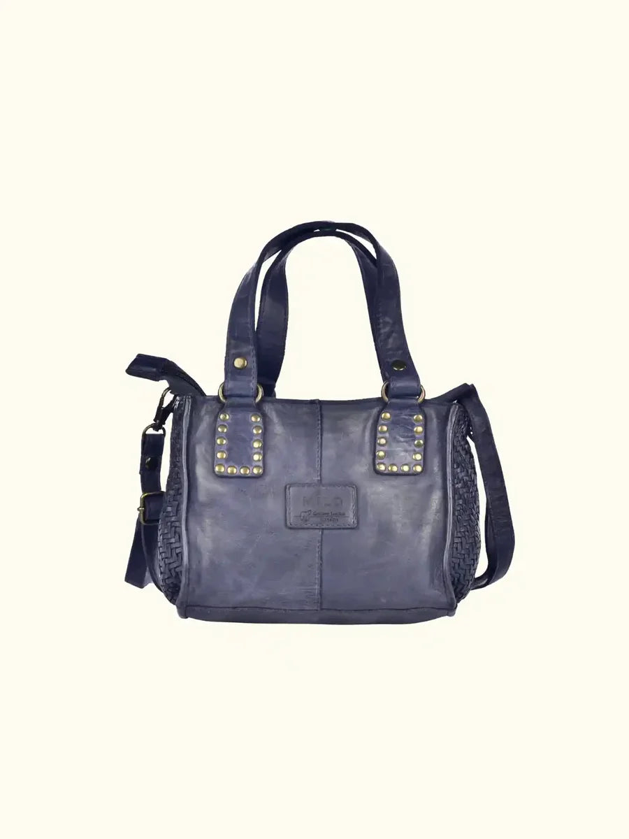Expressions Milo Amica Washed Leather Studded Crossbody in Navy
