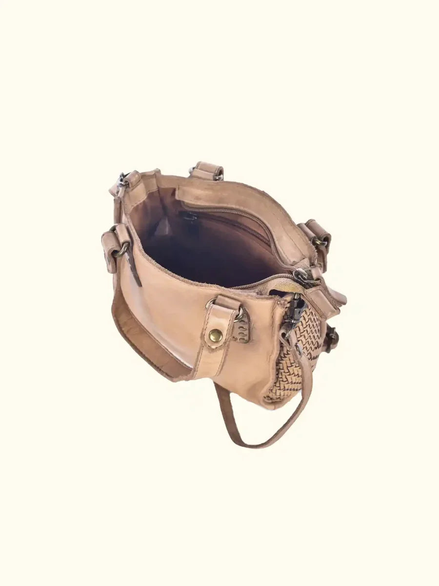 Expressions Milo Amica Washed Leather Studded Crossbody in Taupe