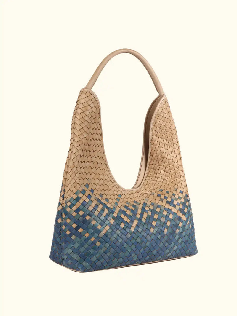 Expressions Milo Carlotta Washed Leather Shoulder Bag in Blue/Ivory