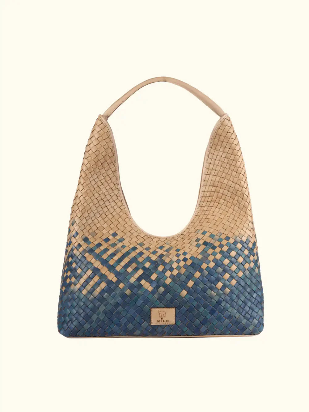 Expressions Milo Carlotta Washed Leather Shoulder Bag in Blue/Ivory
