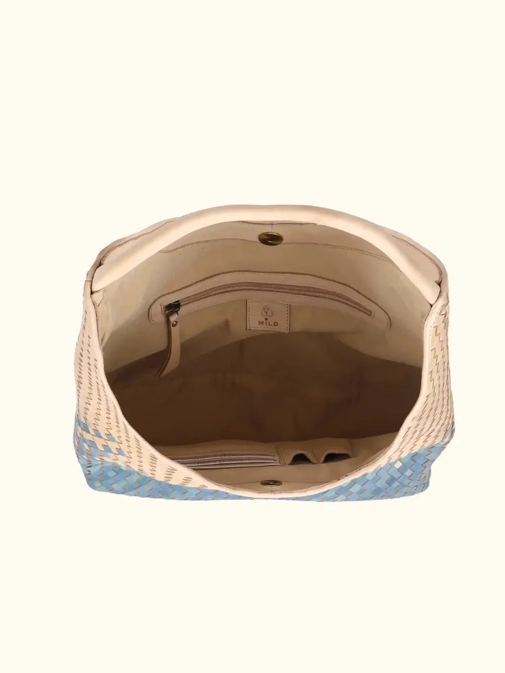 Expressions Milo Carlotta Washed Leather Shoulder Bag in Blue/Ivory