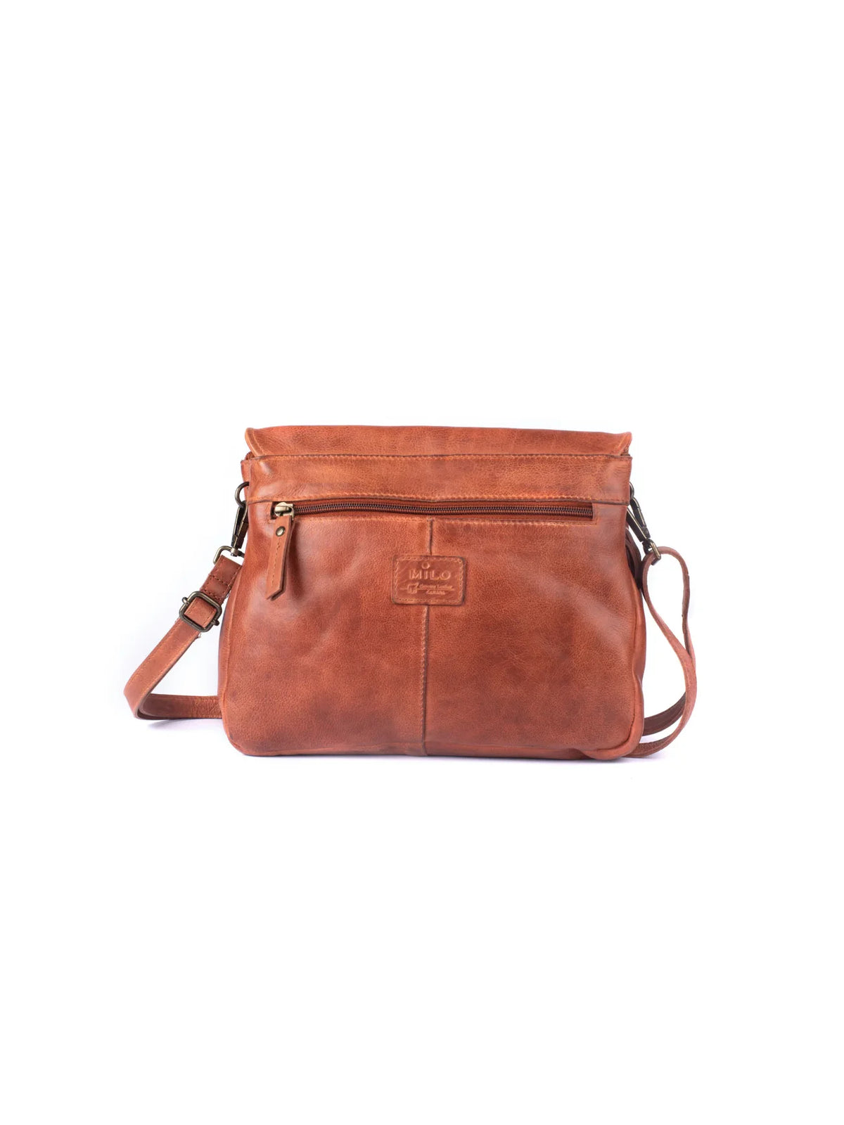 Expressions Milo Cecilia Washed Leather Studded Crossbody in Cognac