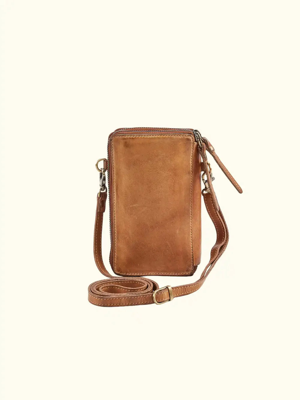 Expressions Milo Ella Washed Leather Phone Crossbody in Buckskin
