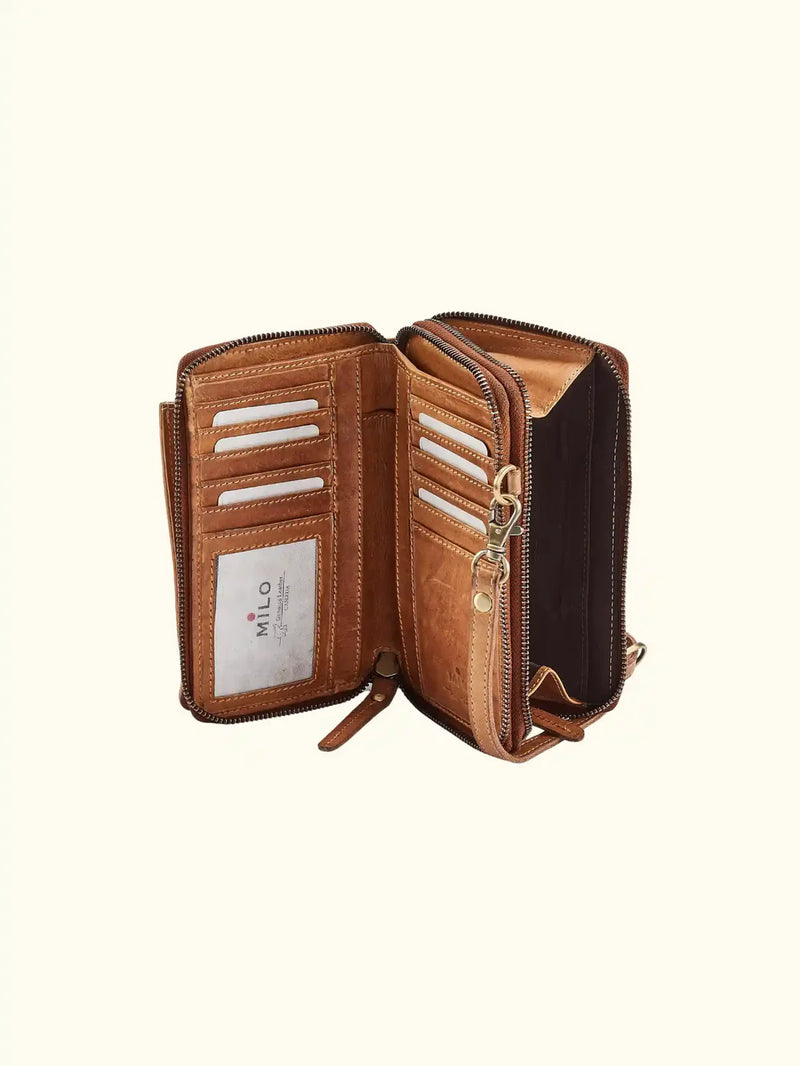 Expressions Milo Ella Washed Leather Phone Crossbody in Buckskin