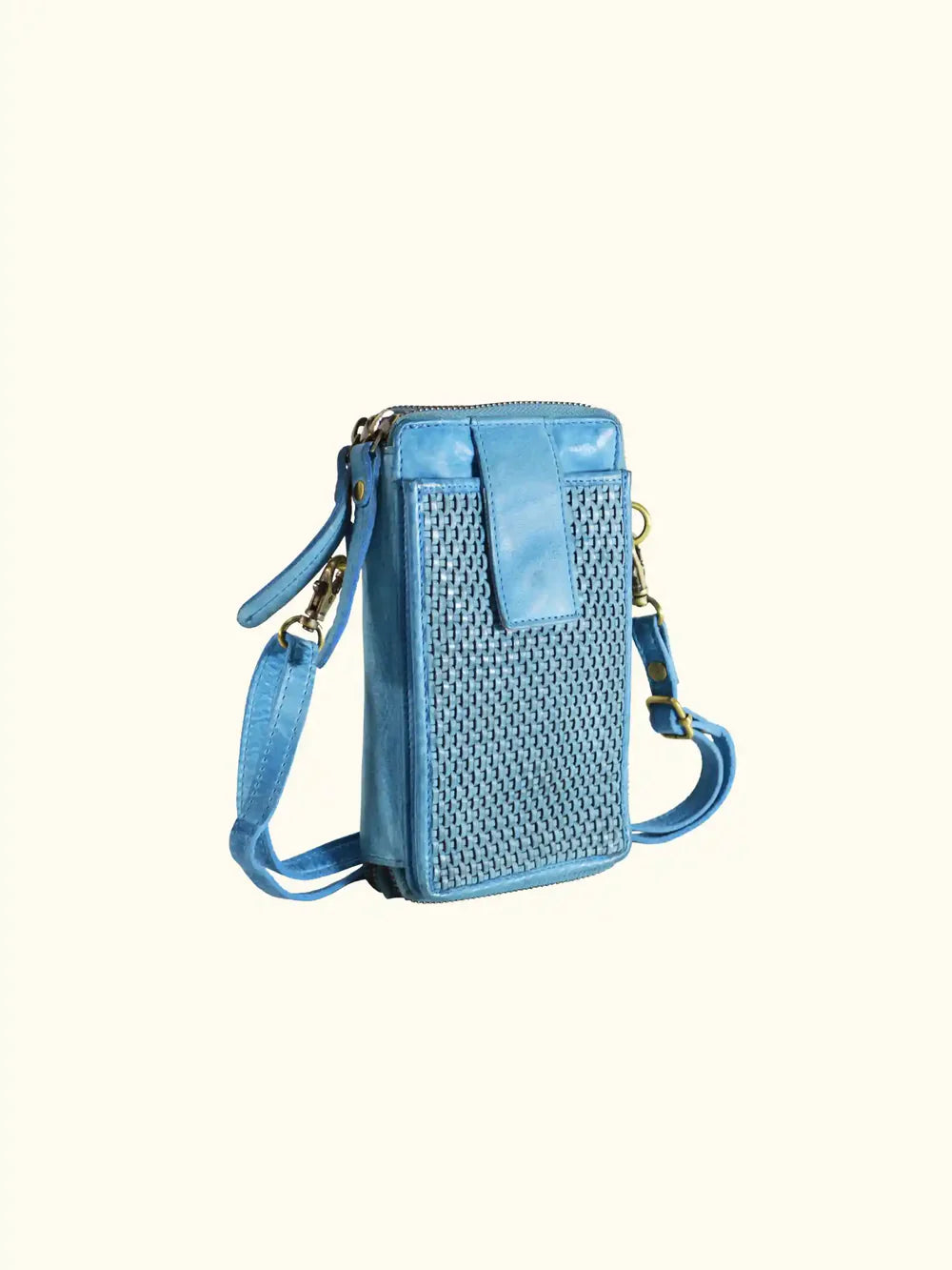 Expressions Milo Ella Washed Leather Phone Crossbody in Denim