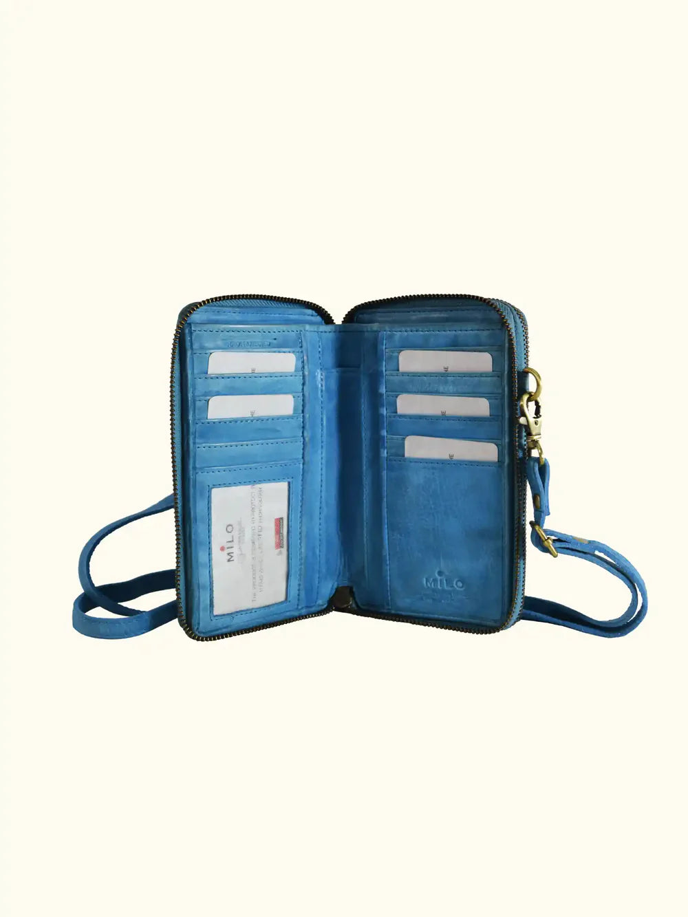 Expressions Milo Ella Washed Leather Phone Crossbody in Denim