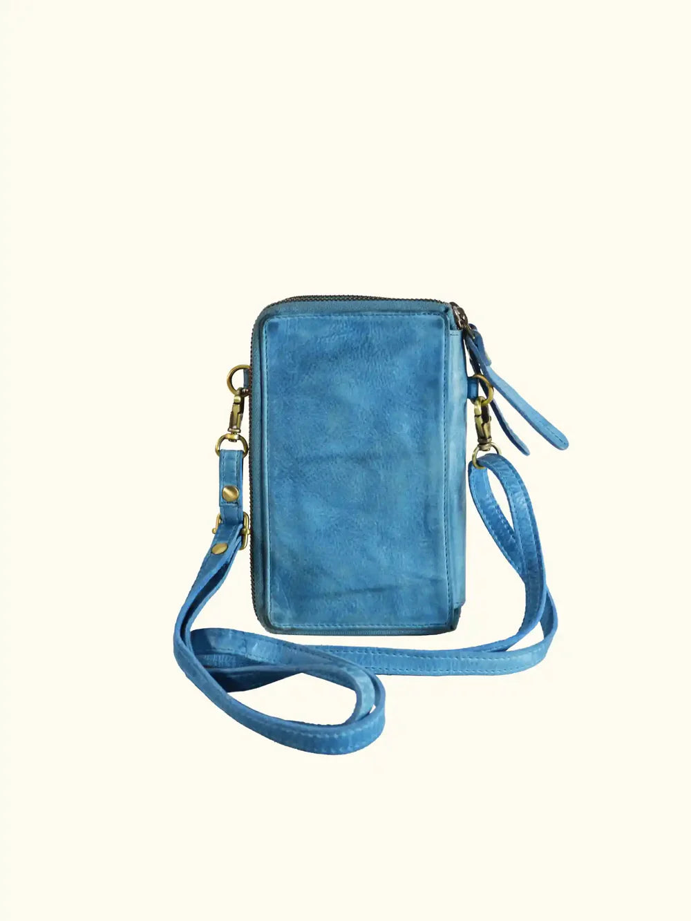 Expressions Milo Ella Washed Leather Phone Crossbody in Denim
